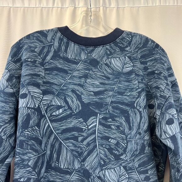 Gap Womens Blue Leaf Print Long Sleeve Crew Neck Pullover Sweatshirt Size XS - Picture 3 of 10